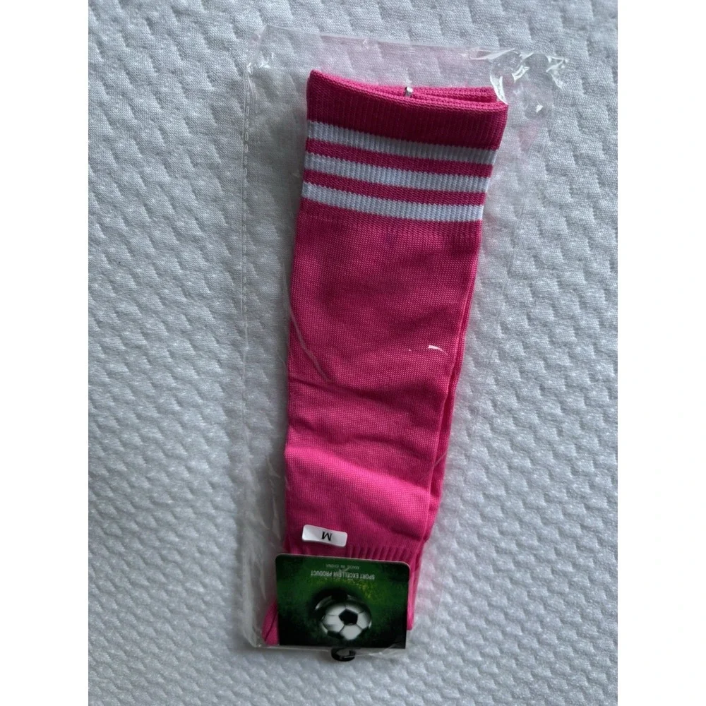 Unbranded Unisex Medium Athletic Socks Pink White Striped